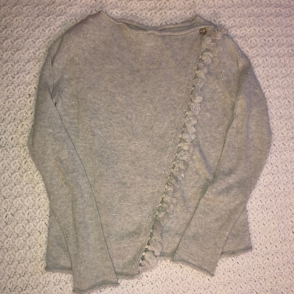 Lily Pulitzer Gray/Silver Sweater with Fringe